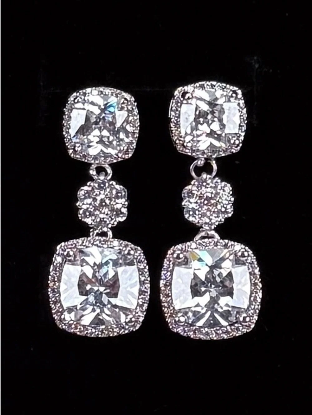 Gorgeous, silvertone, bling bling bling, dressy, pierced costume earrings